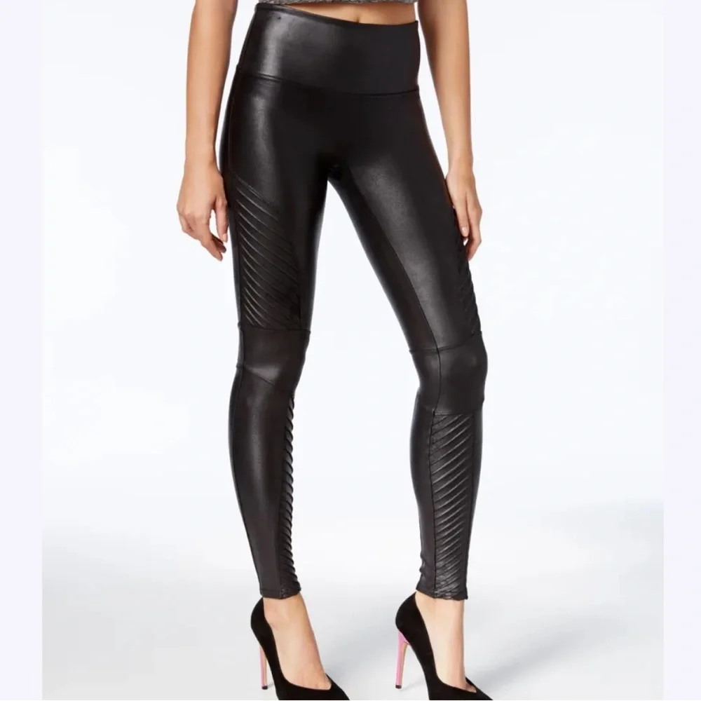 Spanx Faux Leather Moto Leggings Size XS - Picture 2 of 10